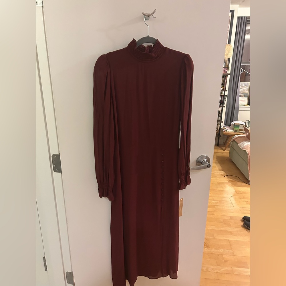 Reformation Deep Red Long Sleeve Dress